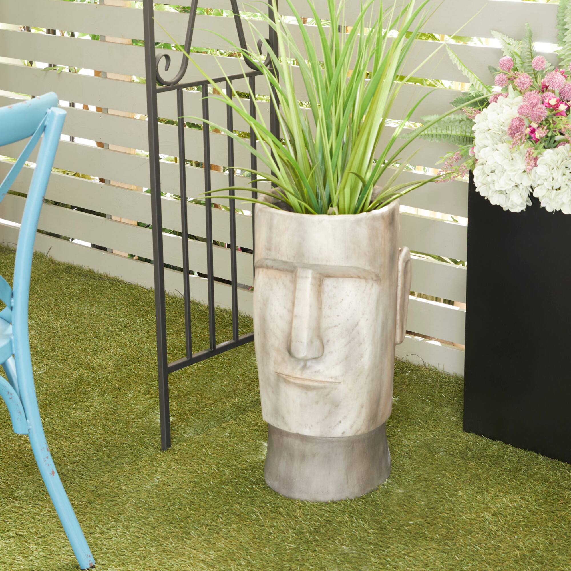 Brown Contemporary Planter, 12" x 14" x 24"